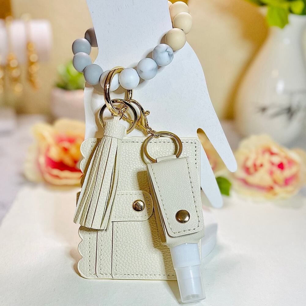Bracelet Wristlet Card Wallet with Travel size sanitizer case Bundle in Cream - Picture 4 of 5
